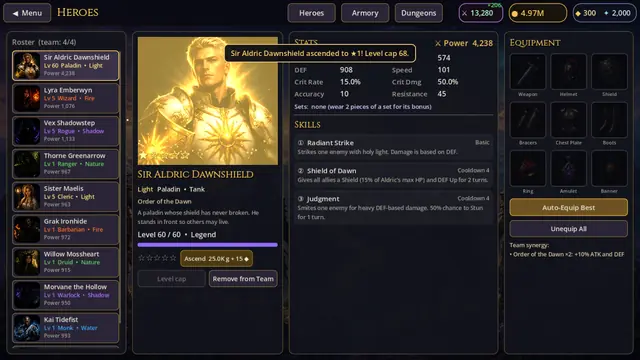 Ascending a hero to a new star