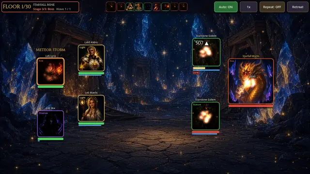 Fighting the Starfall Wyrm in the Starfall Mine